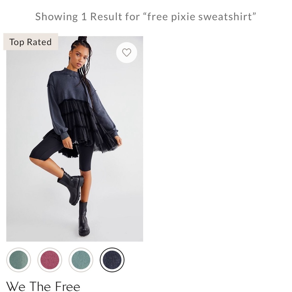Free People ~ We the Free ~ loose fitting heavy cotton sweatshirt with ruffles - Picture 3 of 10